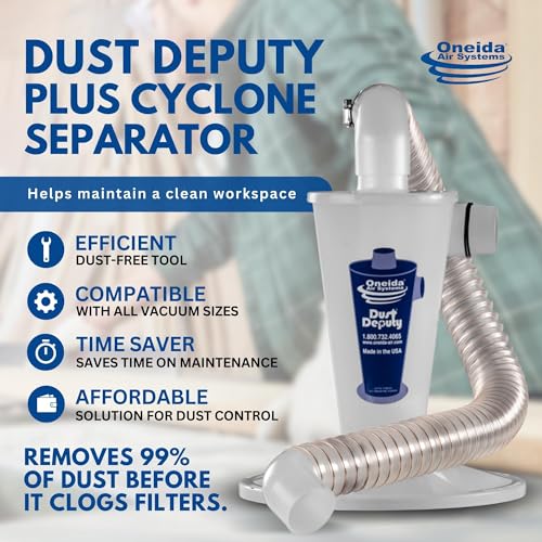 Dust Deputy Plus Anti-Static Retrofit Cyclone Separator Kit for Wet/Dry Shop Vacuums with Collapse-Proof Bucket Lid and Hose (DD Plus) Oneida Air Systems