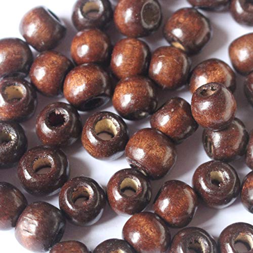 Tacool 500pcs Wood Beads 10mm Coffee Round for Jewelry DIY Craft Making Loose Wooden Beads fit Gemstone Beads - WoodArtSupply