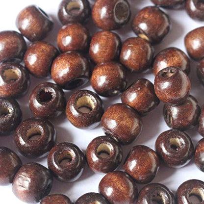 Tacool 500pcs Wood Beads 10mm Coffee Round for Jewelry DIY Craft Making Loose Wooden Beads fit Gemstone Beads - WoodArtSupply