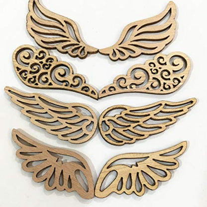 Amosfun Wood Slices Angel Wings Cutouts Craft DIY Ornaments for Birthday Christams Crafts Accessories 80pcs - WoodArtSupply