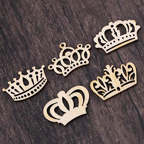 Samanter Crown Shape Wood Slices,Unfinished Wood DIY Craft 100pcs Samanter Lamantery