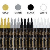 Acrylic Paint Pens White Paint Markers Metallic for Rock Fabric Wood Glass Canvas Ceramic, 5 White 4 Black 3 Gold & 3 Silver, Water Based Ink INK LAB