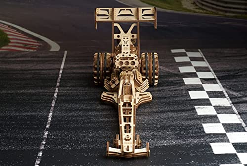 UGEARS Dragster Car Model Kit - Top Fuel Dragster Model Kits 3D Puzzle with Powerful Spring Motor - Drag Racing Model Car Kits 3D Puzzles for UGEARS
