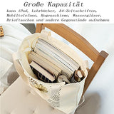 BROADREAM Canvas Tote Bag Aesthetic - Zippered Book Tote Bag with Interior Pocket by Cute Shoulder Tote Bags for Women Shopping & Travel - Best Gift BROADREAM