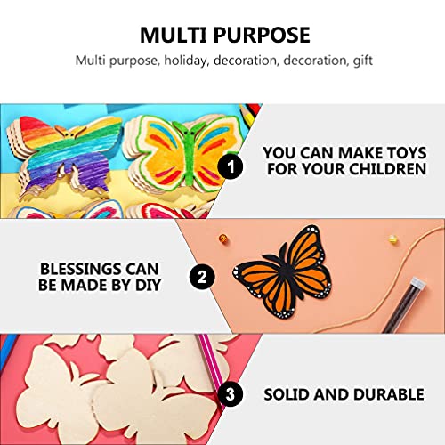 IMIKEYA Unfinished Wooden Cutouts: 40Pcs Butterfly Wood Cutouts Butterflies Blank Wooden Paint Crafts Wood Slices for Kids Painting, Christmas IMIKEYA