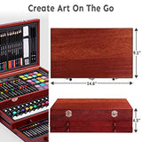 175 Piece Deluxe Art Set with 2 Drawing Pads, Acrylic Paints, Crayons, Colored Pencils Set in Wooden Case, Professional Art Kit, for Adults, Teens Color More