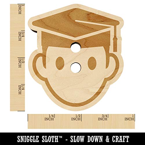 Occupation Student Graduate Cap Graduation Icon Wood Buttons for Sewing Knitting Crochet DIY Craft - Medium 1.00 Inch (7pcs) Sniggle Sloth