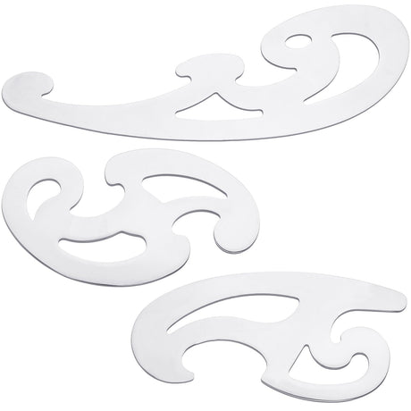 Fulmoon 3 Pcs Stainless Steel French Curve Ruler for Pattern Making Metal Drafting Stencils Reusable Drafting Templates Drawing Ruler for Leather Fulmoon