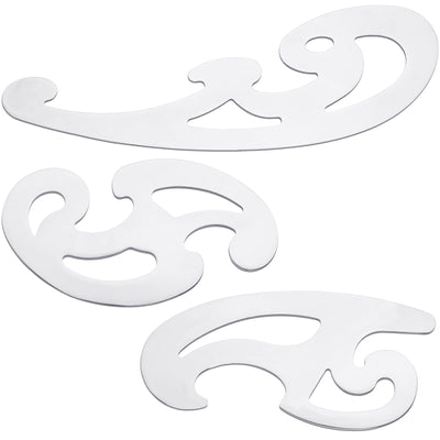 Fulmoon 3 Pcs Stainless Steel French Curve Ruler for Pattern Making Metal Drafting Stencils Reusable Drafting Templates Drawing Ruler for Leather