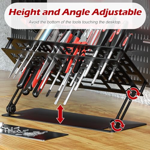 Vilaxing Screwdriver Organizer Holder Screwdriver Storage Rack for Desktop, Angle and Height Adjustable, Carbon Steel Tool Holder Shelf for rc Repair - WoodArtSupply