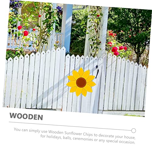 Operitacx 12 Pcs Sunflower Chips Flower Wood Shape Unfinished Wooden Sunflower Graffiti Sunflower Cutout Wood Sign House Accessories for Home Drawing Operitacx