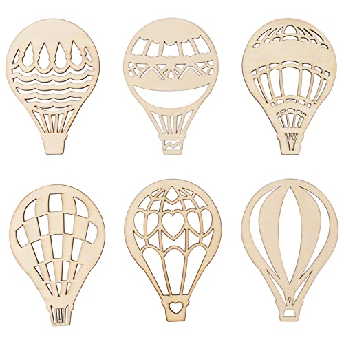 Framendino, 30 Pack Unfinished Wooden Cutouts Hot Air Balloon Shape Wood Pieces Balloon Cutout for DIY Craft Home Decoration