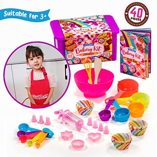 GirlZone Little Baker's Bakery Set, 40pc Kids Baking Set with Baking Utensils for Kids, Apron and Recipes to Make Yummy Baked Goods, Great Gift Idea GirlZone
