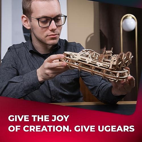UGEARS Rescue Hovercraft - Boat Model Kits for Adults - 3D Wooden Puzzle Ship - Wood Model Boat Kits to Build - Premium Model Boats Kits with UGEARS