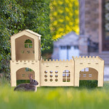 Woiworco Extra Large Rabbit Hideout, Wooden Rabbit Castle Bunny Spacious Breathable Hideouts for Indoor Bunnies, Hamsters and Guinea Pigs Hut to Hide Woiworco