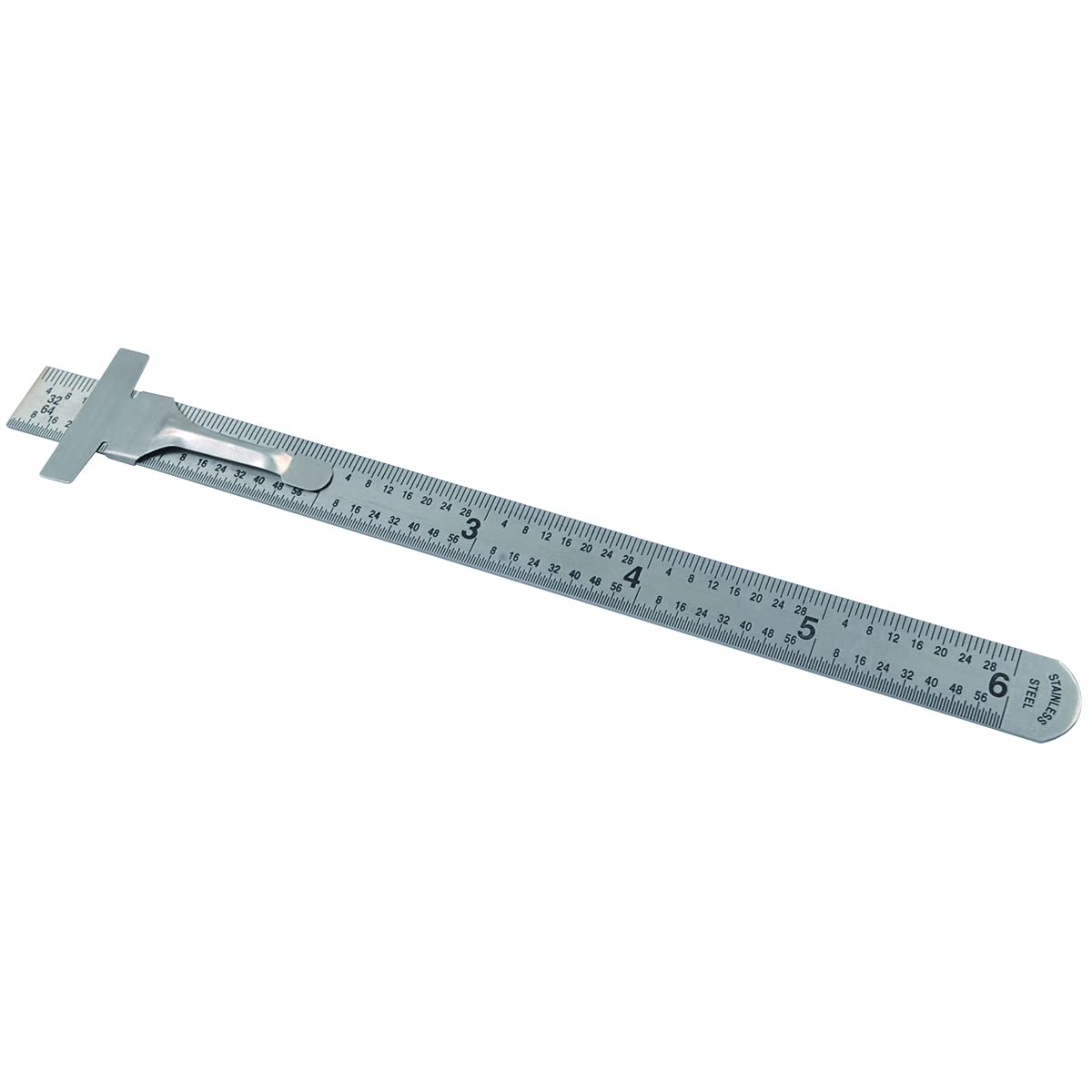 HHIP 7006-0001 6 X 15/32" Stainless Steel Ruler (32Nds, 64Ths & Decimal), Chrome HHIP