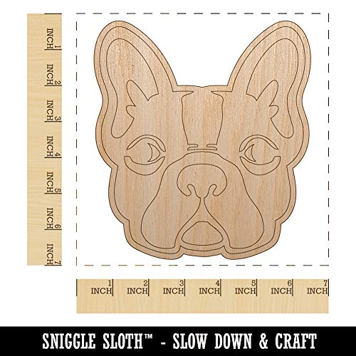 French Bulldog Face Unfinished Wood Shape Piece Cutout for DIY Craft Projects - 1/8 Inch Thick - 6.25 Inch Size Sniggle Sloth