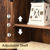 Iwell Storage Cabinet with 2 Drawers & Adjustable Shelves, Farmhouse Kitchen Storage Cabinet with Door, Cupboard, Floor Cabinet for Living Room, Iwell