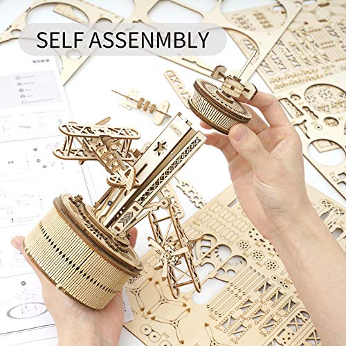 ROKR 3D Wooden Puzzle Mechanical Music Box,DIY Aircraft Model Kits to Build,Best Toy Gift for Kids/Teens/Adults on Birthday,Decoration for Room - WoodArtSupply