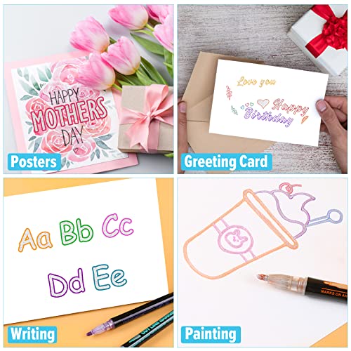 Banral Double Line Outline Markers, 24 Colors Super Squiggles Shimmer Outline Marker Set, Self Outline Metallic Glitter Doodle Drawing Markers Pens Banral