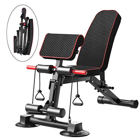 Adjustable Weight Bench - Utility Weight Benches for Full Body Workout, Foldable Flat/Incline/Decline Exercise Multi-Purpose Bench for Home Gym K KiNGKANG
