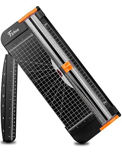 Firbon A4 Paper Cutter 12 Inch Titanium Paper Trimmer Scrapbooking Tool with Automatic Security Safeguard and Side Ruler for Craft Paper, Coupon,