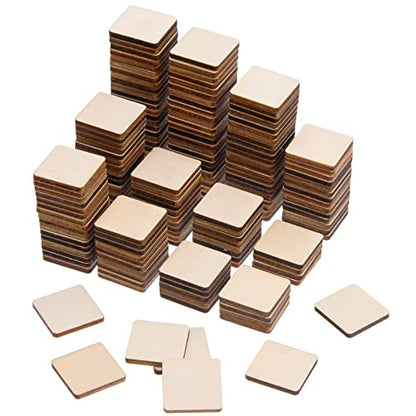 800 Pieces Unfinished Wood Pieces Blank Wood Squares Cutouts DIY Square Wood Slices Ornaments Round Corner Wooden Cutouts for DIY Crafts Decoration