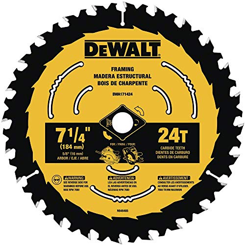 DEWALT Circular Saw Blade, 7 1/4 Inch, 24 Tooth, Wood Cutting (DWA171424) - WoodArtSupply