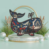 3D Wooden Whale Decor - Rustic Ocean Animal Craft for Home and Office CmayAlgc