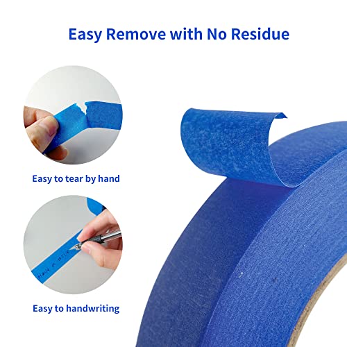 TCAIRG Blue Painters Tape 1 inch Wide Residue Free Wall Painting Blue Masking Tape with Sharp Lines 1 inch x 60 Yards x 6 Rolls (360 Total Yards) - WoodArtSupply