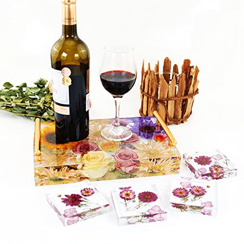 Resin Tray Molds Silicone, 13.5" Large Deep Rectangle Molds for Resin with 4pcs Coasters Mold, Epoxy Resin Casting Molds for DIY Flowers Preservation XXKJSZJQ