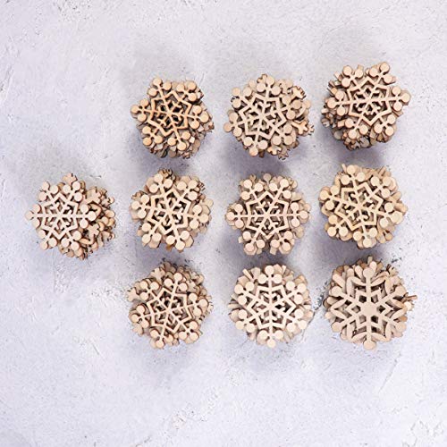 PartyKindom 100pcs Paintable Christmas Hanging Ornaments Christmas Wood Slice Wood Cutouts Embellishments Christmas Tree Hanging Decor Xmas