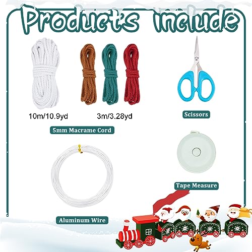 FREEBLOSS 6 Set DIY Macrame Christmas Candy Cane Macrame Christmas Ornaments Macrame Kit with Instructions for Beginners Macrame Hanging for - WoodArtSupply