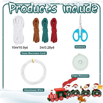 FREEBLOSS 6 Set DIY Macrame Christmas Candy Cane Macrame Christmas Ornaments Macrame Kit with Instructions for Beginners Macrame Hanging for - WoodArtSupply