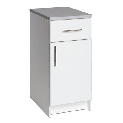 Prepac Elite 16" Storage Cabinet, White Storage Cabinet, Base Cabinet, Bathroom Cabinet with 1 Drawer and Adjustable Shelf 24" D x 16" W x 36" H,