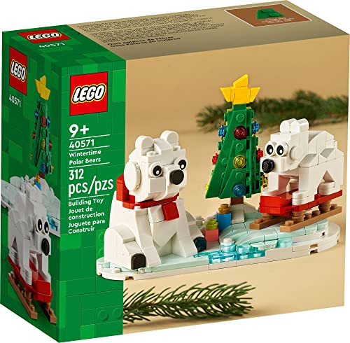 LEGO Wintertime Polar Bears 40571 Christmas Décor Building Kit, Polar Bear Gift, Great Stocking Stuffer for Kids, Features a Christmas Tree Toy and LEGO