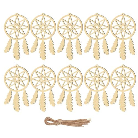 FUNOMOCYA 20pcs Unfinished Wood Cutouts Catch Dream Pendant Dream Catcher Creative Pendant Household Supplies Catch Dream Net Hung Boys Craft Wood FUNOMOCYA