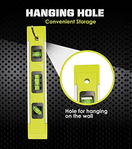 DIFFLIFE Level & Tool Magnetic Aluminum Reinforced Torpedo Level, 9", Green (1PCS) DIFFLIFE