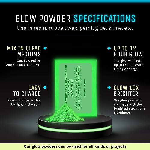 Glow in The Dark Pigment Powder - Neutral and Fluorescent Color for Art Painting, Fine Art, Nail Art Paint, and DIY Crafts - Non-Toxic, Long Lasting Art 'N Glow
