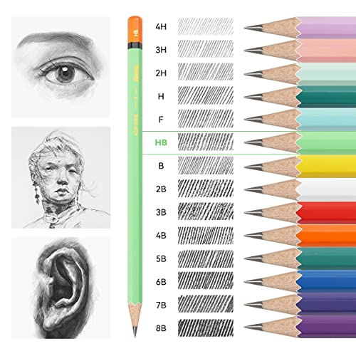 Arrtx Professional Drawing Sketch Pencils | 14 Pack #2 HB Art Sketching Pencils for Drawing and Shading | Graphite Drawing Number 2 Pencils Set for - WoodArtSupply