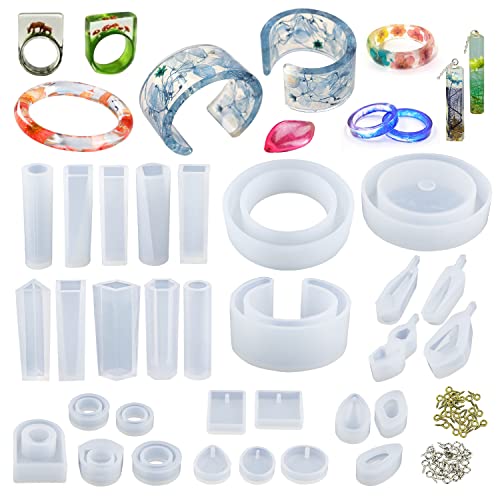 LET'S RESIN 30pcs Resin Jewelry Molds, Jewelry Molds for UV Resin, Resin Silicone Molds kit with Bracelet Molds,Pendant Molds,Ring Molds for Epoxy LET'S RESIN