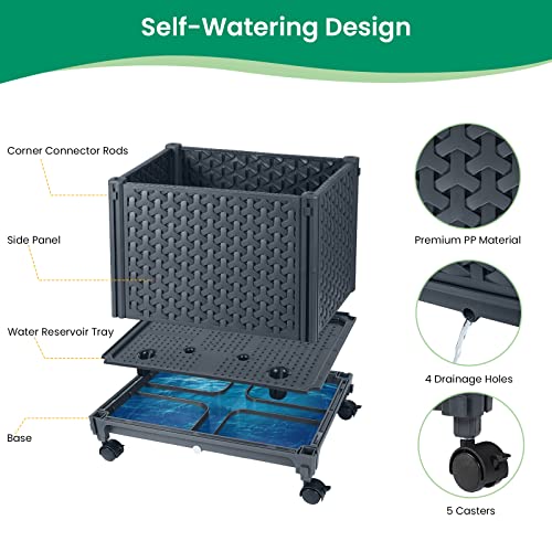 GREEN MOUNT Raised Garden Bed Planter Box with Trellis for Climbing Vegetables Plants, 67.6" Outdoor Tomatoes Planters Tomato Cage w/Wheels GREEN MOUNT