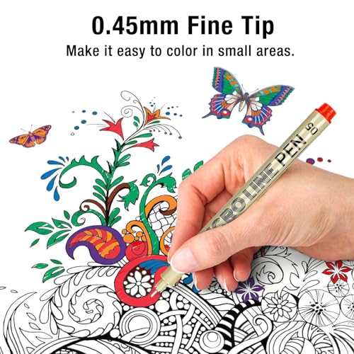 KERIFI 12 Colors 05 Micro Fineliner Drawing Art Pens, Waterproof Archival Ink Pens, 0.45mm Multiliner Fine Liner Pens for Illustration Technical KERIFI