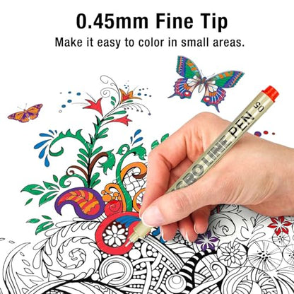 KERIFI 12 Colors 05 Micro Fineliner Drawing Art Pens, Waterproof Archival Ink Pens, 0.45mm Multiliner Fine Liner Pens for Illustration Technical
