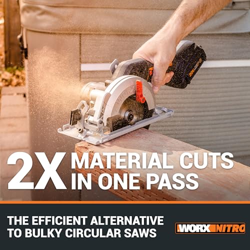 Worx Nitro 20V Brushless 4-1/2" Cordless Circular Saw, Compact Circular Saw, Up to 6,900 RPM, 0-46° Bevel Cuts, Circular Saw Cordless WX531L – WORX