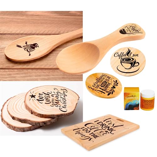 JAJADO Wood Burning Paste and Mini Squeegee, 4 OZ Wood Burning Gel for Wood Slices, Canvas, Denim, Craft Woodboard, Heat Activated Wood Burning Stencil Paste for DIY Home Decor Art Crafts