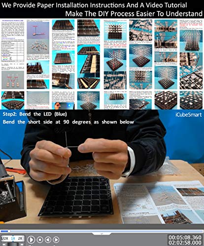 iCubeSmart 3D Led Cube Light DIY Kit with 3D Animation Editing Software Squared LED 8x8x8 Electronic Toy for Children and Teenagers Learning iCubeSmart