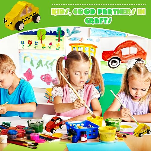Chivao 24 Pcs Wood DIY Car Toys, Unfinished Wooden Cars, Paintable Wood Toys, Wooden Crafts for Students Home Activities Craft Projects Easy Chivao