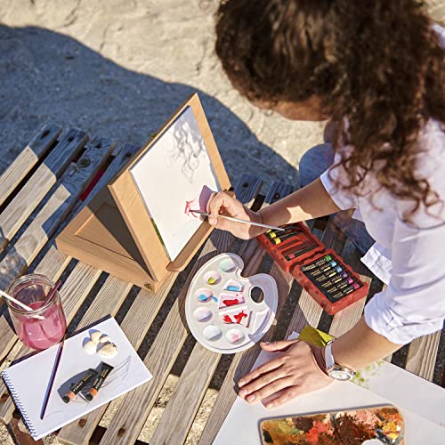 Arteza Tabletop Easel, 13.4 x 10.3 x 2 Inches, Portable Beechwood Easel Box with Single, Open-Compartment Drawer and Wooden Palette, Art Supplies ARTEZA