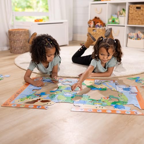 Melissa & Doug National Parks U.S.A. Map Floor Puzzle – 45 Jumbo and Animal Shaped Pieces, Search-and-Find Activities - Kids Preschool Educational - WoodArtSupply